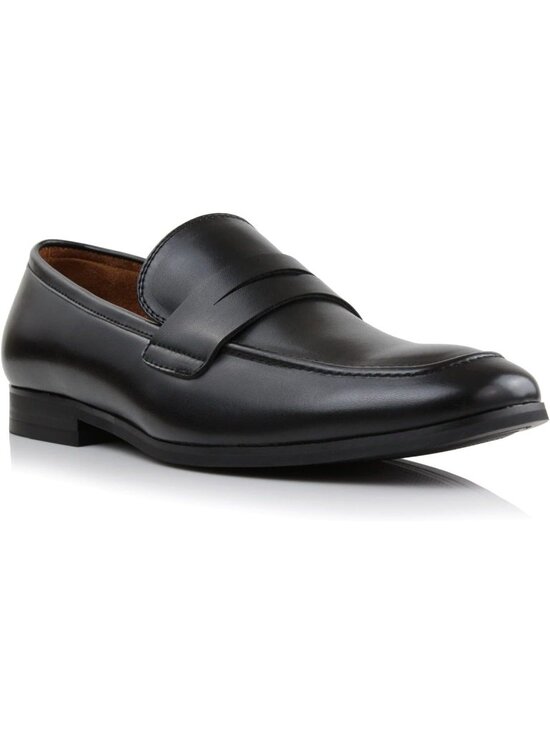 ?Men\'s Black Leather Faux Slip-on Moc Toe Classic Non Slip Penny Loafers main image 4